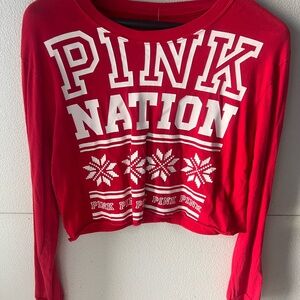 Pink Nation Red Long Sleeve crop top